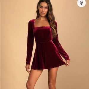 Burgundy Velvet Romper